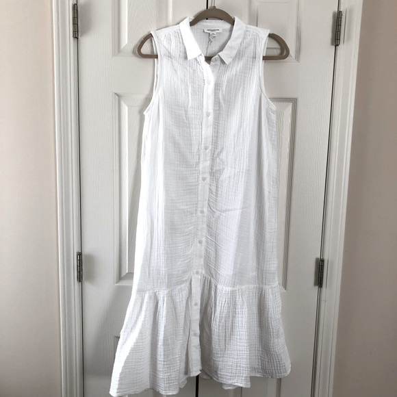 BeachLunchLounge Swim Flounce Hem Midi Cover-Up Dress Button Front Size S - Picture 2 of 7